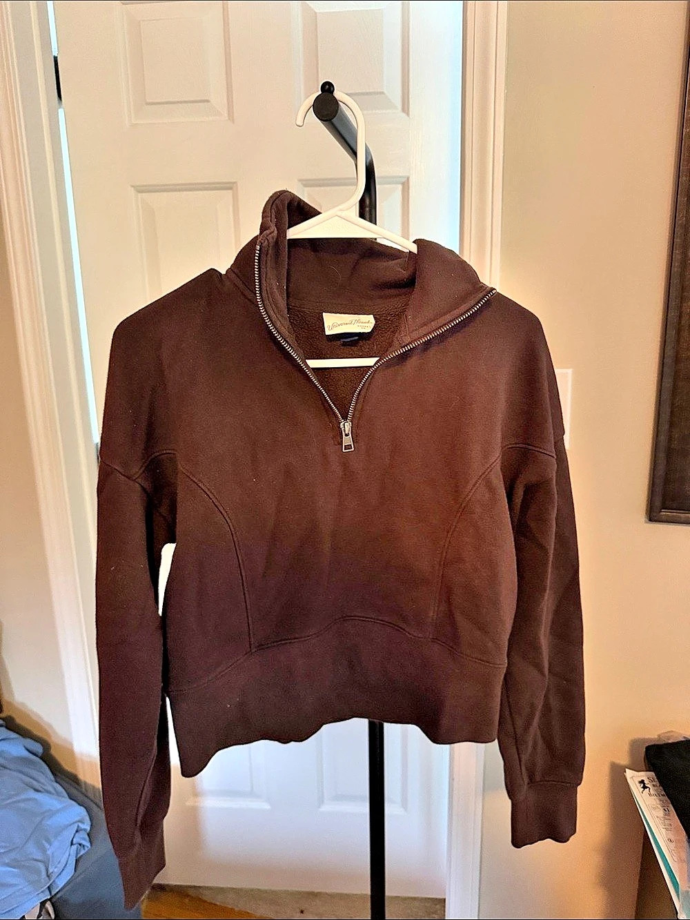 Universal Thread Quarter-Zip Pullover Sweatshirt Brown Small